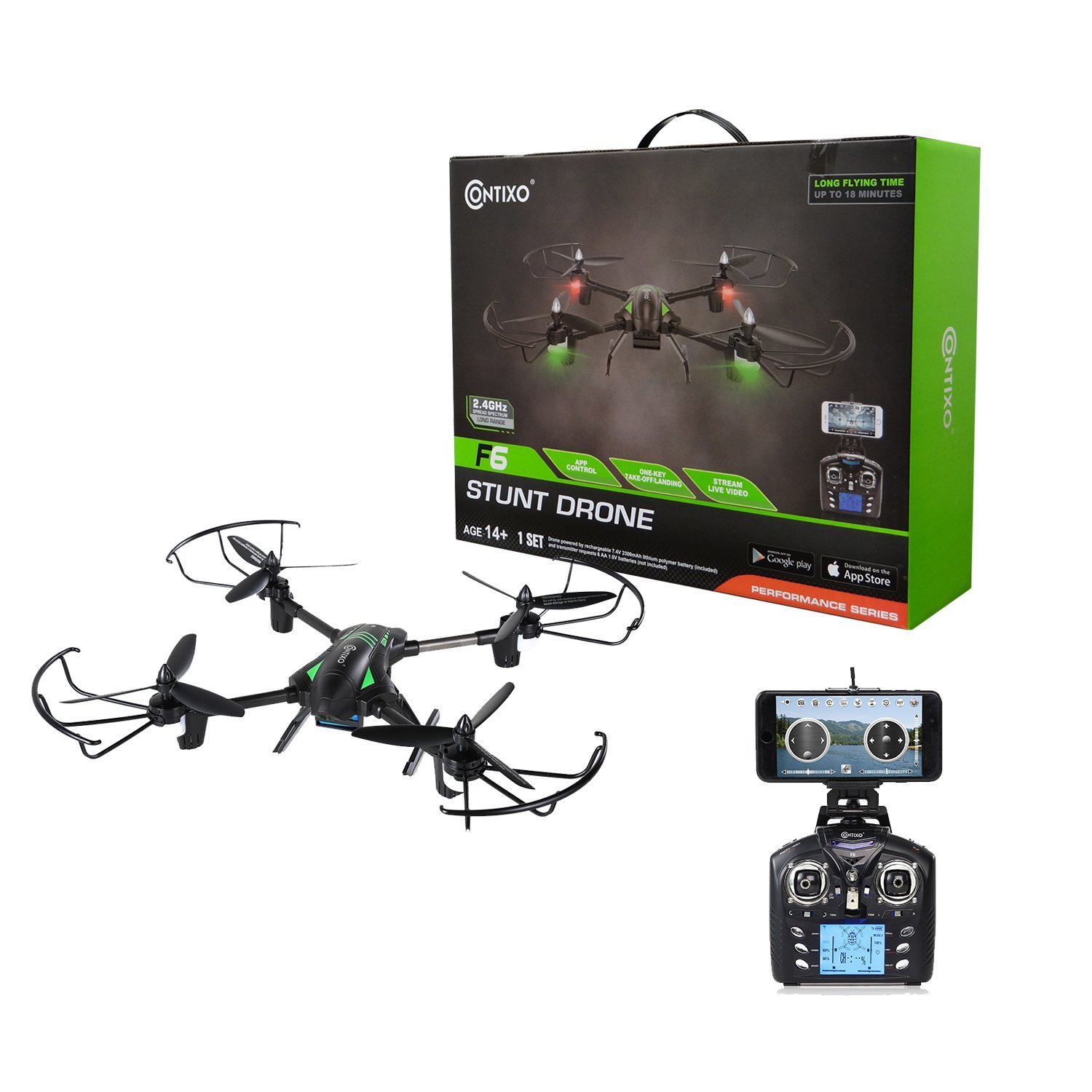 VALENTINES SALE! Contixo F6 RC Quadcopter Racing Drone 2.4Ghz 720P Rotating HD Video Camera Live FPV Headless Mode Up to 18min Fly Time Mobile App Altitude Hold VR Compatible - Best Gift