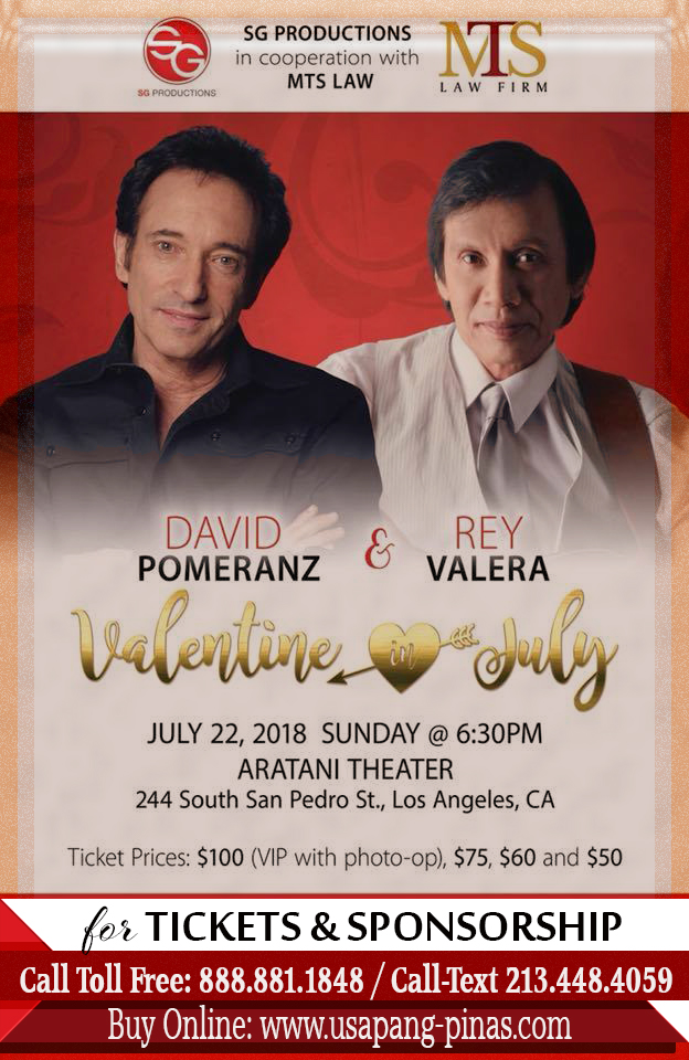 Valentine in July ft. David Pomeranz & Rey Valera Live in Aratani Theater July 22, 2018